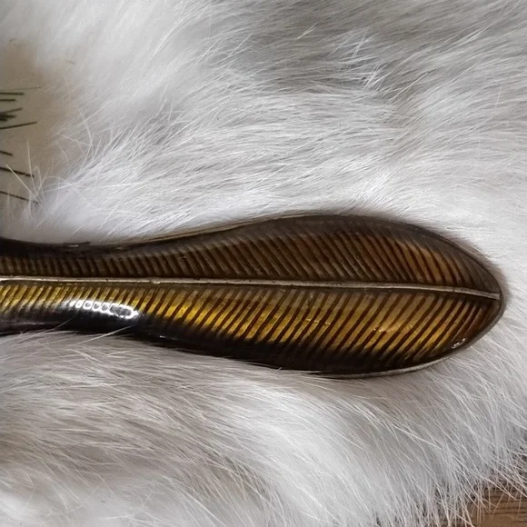 . Vintage Hand Held Mirror - Orange Brown Enameled w Rhinestones Vanity Mirror - Picture 4 of 9